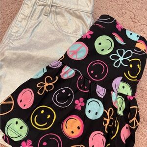 Old Navy Kids Skirt Set - Black with Multicolor Smiley and Silver